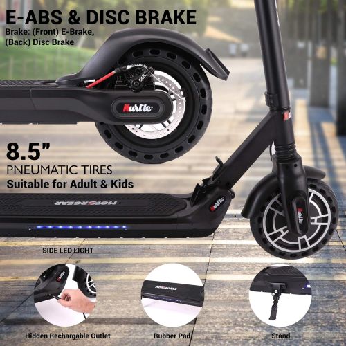  Hurtle Folding Electric Scooter for Adults - 300W Brushless Motor Foldable Commuter Scooter w/ 8.5 Inch Pneumatic Tires, 3 Speed Up to 19MPH, 18 Miles, Disc Brake & ABS, for Adult & Kids