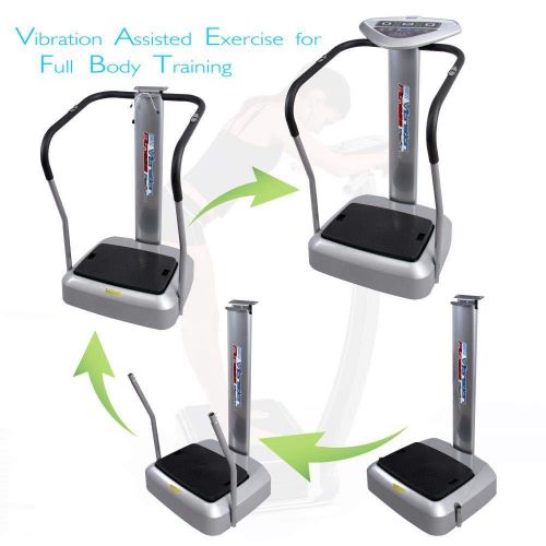  Hurtle Upgraded Standing Vibration Platform Machine - Full Body Fitness Exercise Trainer, Crazy Fit Massager w/ 3 LED Screen, 2 Resistance Bands, BMI Sensor, and Adjustable Speed Level -