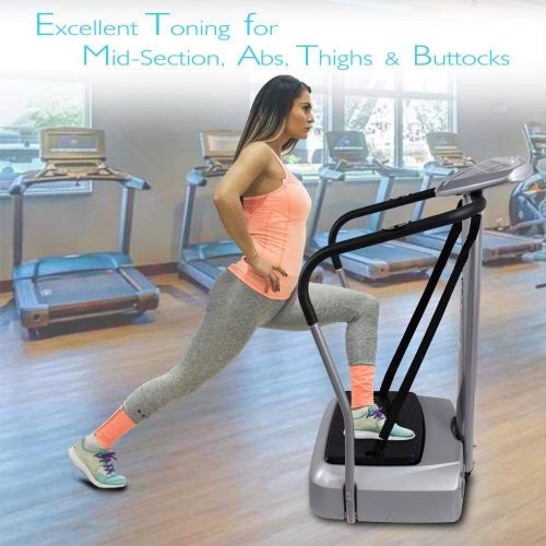  Hurtle Upgraded Standing Vibration Platform Machine - Full Body Fitness Exercise Trainer, Crazy Fit Massager w/ 3 LED Screen, 2 Resistance Bands, BMI Sensor, and Adjustable Speed Level -