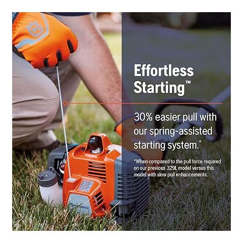  Husqvarna 330LK Gas String Trimmer, 28-cc 2-Cycle, 20-Inch Straight Shaft Gas Weed Eater with Rapid Replace Trimmer Head for Seamless String Reloading