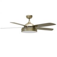 Huston Fan Simple Modern 52 Mute Ceiling Fan Lights With 5 Wood Bladse Champagne Gold Fandelier Living Room Dining Bedroom Chandelier Led Lamp With Remote Control
