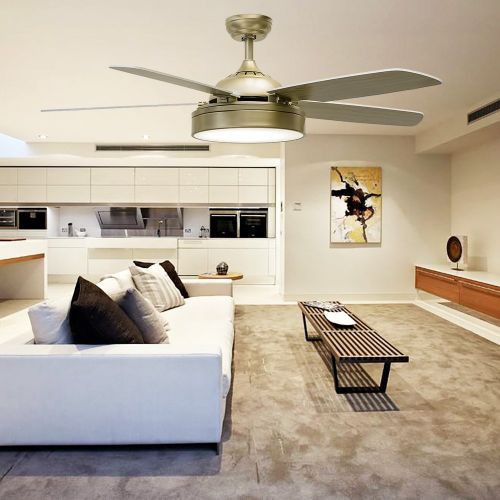  Huston Fan Simple Modern 52 Mute Ceiling Fan Lights With 5 Wood Bladse Champagne Gold Fandelier Living Room Dining Bedroom Chandelier Led Lamp With Remote Control