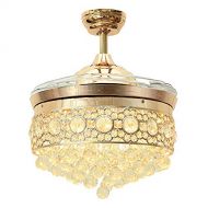 Huston Fan 42 Inch Decorative Ceiling Fan Light Remote Control Crystal Chandelier Fan With Retractable Blades Variable Light Indoor Bedroom Led Chandelier Living Room Ceiling Light