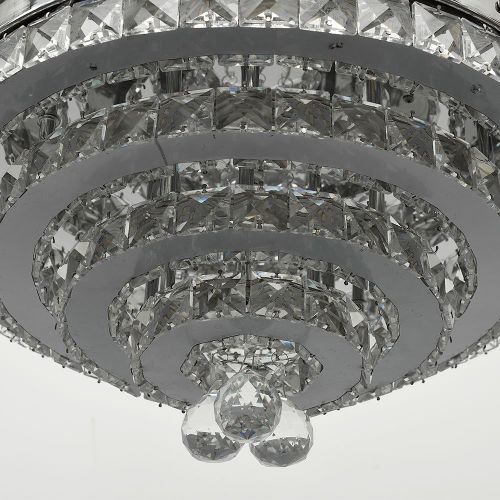  Huston Fan 42 Inch Four Circle Crystal Fandelier with Retractable Blade Modern Bedroom Remote Ceiling Fan Light LED Three Color Change-White Warm Natural,Three Speed,Timing Design,