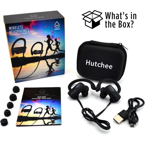  Hutchee Wireless Bluetooth Headset, Bluetooth Headphones for Running, Wireless Headset for Sports IPX7 Waterproof Headphones with Noise Cancelation Technology