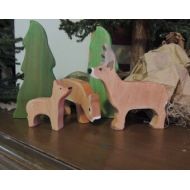 Huttonroad North American White Tailed Deer wooden play set. Waldorf style.