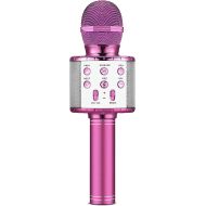 Huxspoo Kids Karaoke Microphone with LED Lights, Wireless Bluetooth Karaoke Microphone for Singing, 4 in 1 Portable Handheld Mic Speaker Machine, Great Gifts Toys for Girls Boys Adults All