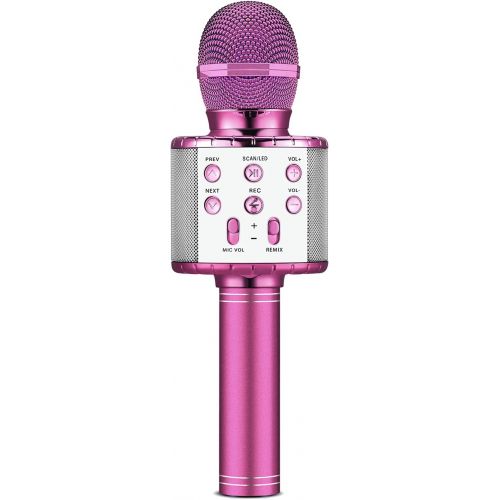  Huxspoo Kids Karaoke Microphone with LED Lights, Wireless Bluetooth Karaoke Microphone for Singing, 4 in 1 Portable Handheld Mic Speaker Machine, Great Gifts Toys for Girls Boys Adults All