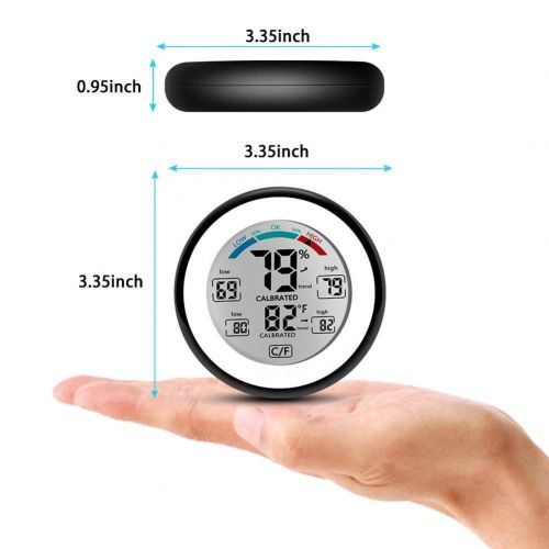  Hw  air humidifier Air humidifier Meter - Digital Hygrometer Indoor Outdoor Thermometer with Touch Screen and MAX/MIN Records for Home, Car, Office, Greenhouse, and Baby Room (Color : Black)