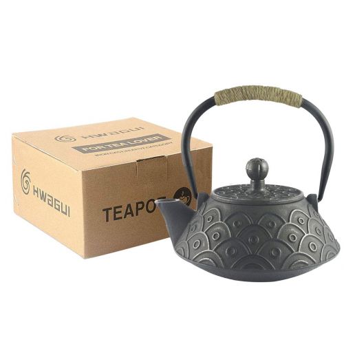  HwaGui Hwagui - Best Cast Iron Teapot With Stainless Tea Infuser For Loose Leaf Tea Or Teabag, Black Tea Kettle 800ml/27oz