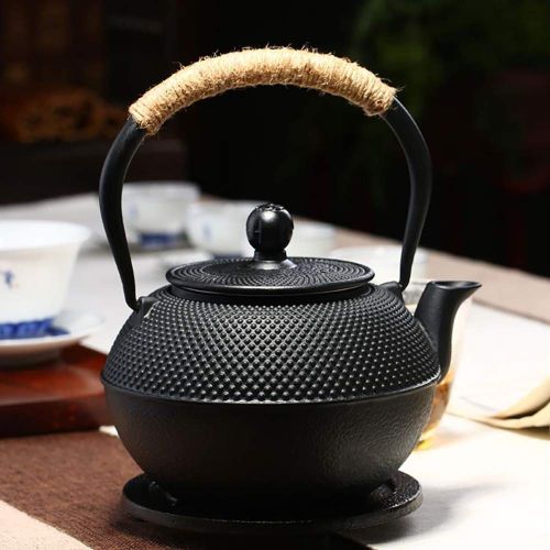  HwaGui Hwagui - Best Cast Iron Teapot With Infuser For Varieties Of Loose Leaf Tea, Tea Bags, Large Black Tea Kettle 1200ml/41oz