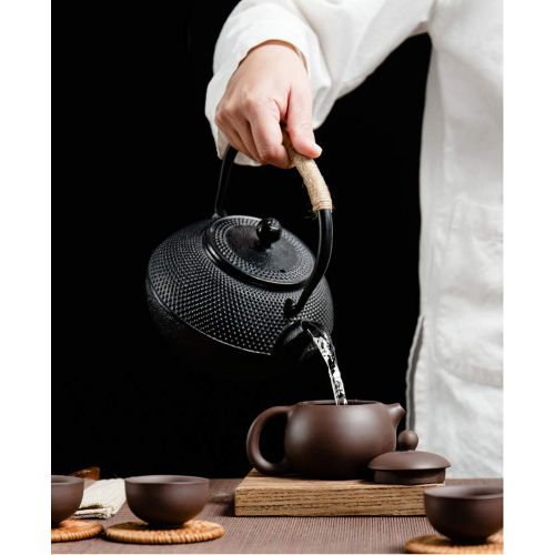  HwaGui Hwagui - Best Cast Iron Teapot With Infuser For Varieties Of Loose Leaf Tea, Tea Bags, Large Black Tea Kettle 1200ml/41oz