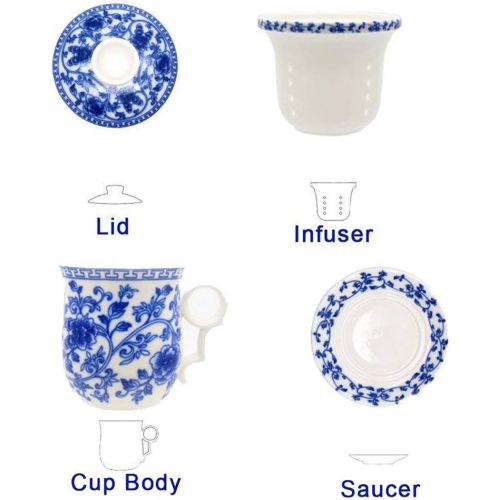  HwaGui Brewing Flower Tea Cup Sets Chinesische Qualitats Keramik Tassen mit Deckel/Filter/Untertasse, Hand Bemalt Flower Design [MEHRWEG]