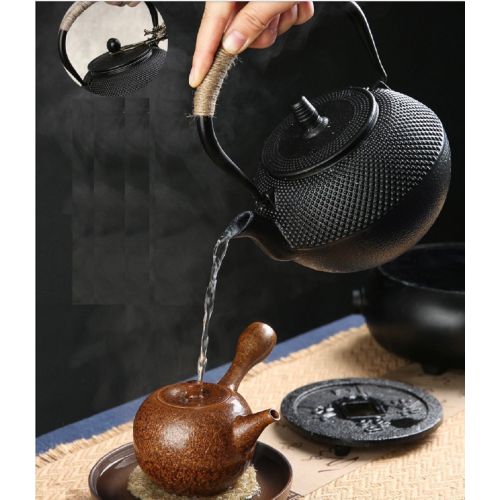  HwaGui Japanische Teekanne Gusseisen mit Tee Sieb fuer Losen Tee 0,8 ltr. (4 tassen) [MEHRWEG]