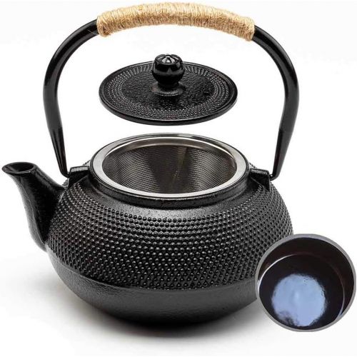  HwaGui Gusseisen Teekanne Innere Wand Emaille Teekanne Mit Infuser fuer Loose Leaf, Chinesische Teekanne als Gesundes Handwerk Geschenk 800ml / 25oz [MEHRWEG]