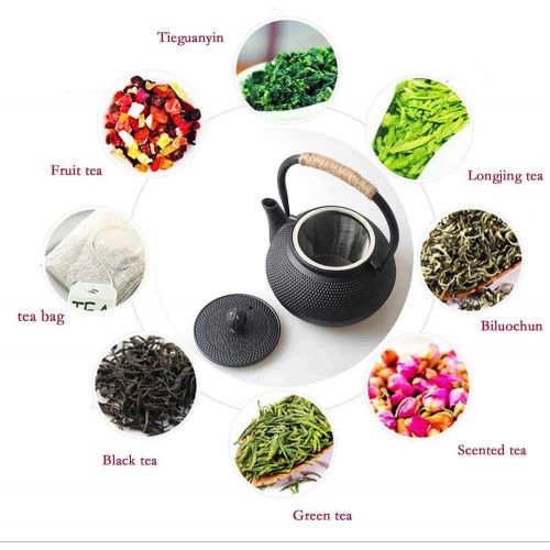  HwaGui Gusseisen Teekanne Innere Wand Emaille Teekanne Mit Infuser fuer Loose Leaf, Chinesische Teekanne als Gesundes Handwerk Geschenk 800ml / 25oz [MEHRWEG]