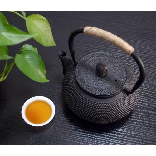  HwaGui Gusseisen Teekanne Innere Wand Emaille Teekanne Mit Infuser fuer Loose Leaf, Chinesische Teekanne als Gesundes Handwerk Geschenk 800ml / 25oz [MEHRWEG]