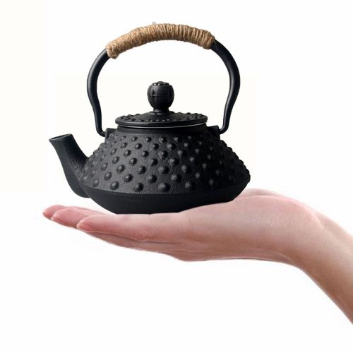  HwaGui-Japanese Teekessel Wasserkocher Tee Gusseisen Teekanne mit Edelstahl-Ei schwarz Big Nail Pot [MEHRWEG]