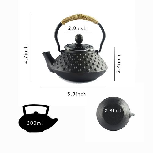 HwaGui-Japanese Teekessel Wasserkocher Tee Gusseisen Teekanne mit Edelstahl-Ei schwarz Big Nail Pot [MEHRWEG]