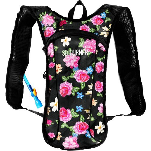  Sojourner Rave Hydration Pack Backpack - 2L Water Bladder Included for Festivals, Raves, Hiking, Biking, Climbing, Running and More (2 Pocket)