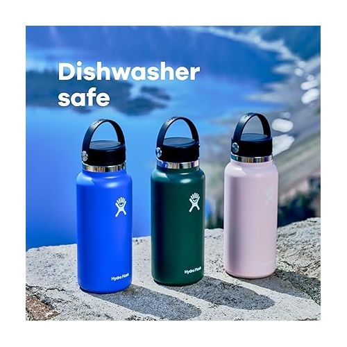  HYDRO FLASK Wide Mouth vacuum insulated stainless steel water bottle with leakproof closeable lid for cold water drinks, sports, travel, car and school