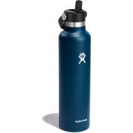 Hydro Flask 24 Oz Stainless Steel Standard Water Mouth Bottle with Flex Straw Cap and Double-Wall Vacuum Insulation