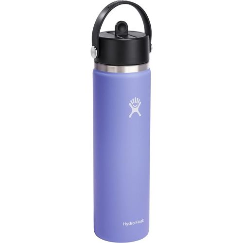  HYDRO FLASK Wide Mouth vacuum insulated stainless steel water bottle with leakproof closeable straw lid for cold water drinks, sports, travel, car and school