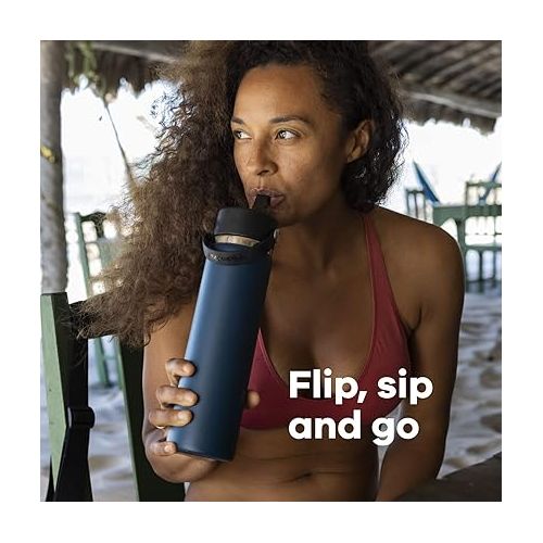  HYDRO FLASK Wide Mouth vacuum insulated stainless steel water bottle with leakproof closeable straw lid for cold water drinks, sports, travel, car and school