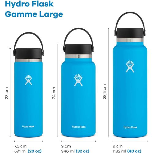  Hydro Flask Water Bottle - Stainless Steel & Vacuum Insulated - Wide Mouth 2.0 with Leak Proof Flex Cap - 32 oz, Sunflower