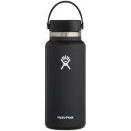 Hydro Flask Water Bottle - Stainless Steel & Vacuum Insulated - Wide Mouth 2.0 with Leak Proof Flex Cap - 32 oz, Black