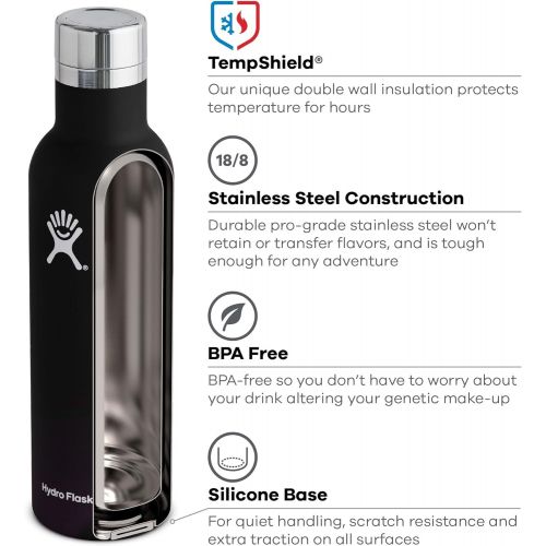  Hydro Flask 25 oz Wine Bottle - Stainless Steel & Vacuum Insulated - Leak Proof Cap - Fog