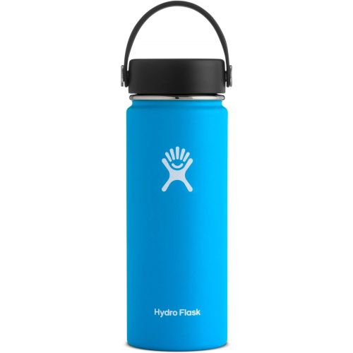  Hydro Flask Water Bottle - Stainless Steel & Vacuum Insulated - Wide Mouth with Leak Proof Flex Cap - 18 oz, Pacific