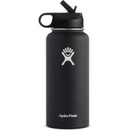 Hydro Flask Vacuum Insulated Stainless Steel Water Bottle Wide Mouth with Straw Lid (Black, 40-Ounce)