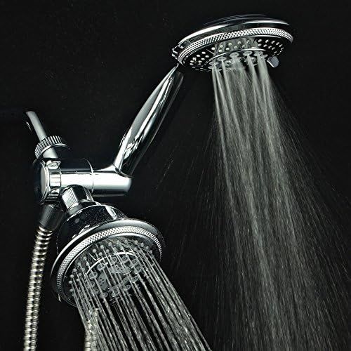  Hydroluxe 1433 Handheld Showerhead & Rain Shower Combo. High Pressure 24 Function 4 Face Dual 2 in 1 Shower Head System with Stainless Steel Hose, Patented 3-way Water Diverter in