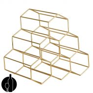 Hygge & Cwtch Geometric Hexagon Wine Storage Organizer Countertop Freestanding Rack - Electroplated Stainless Steel Honeycomb 6 Bottles Holder (Gold)