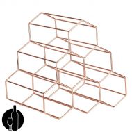 Hygge & Cwtch Geometric Hexagon Wine Storage Organizer Countertop Freestanding Rack - Electroplated Stainless Steel Honeycomb 6 Bottles Holder (Rose Gold)