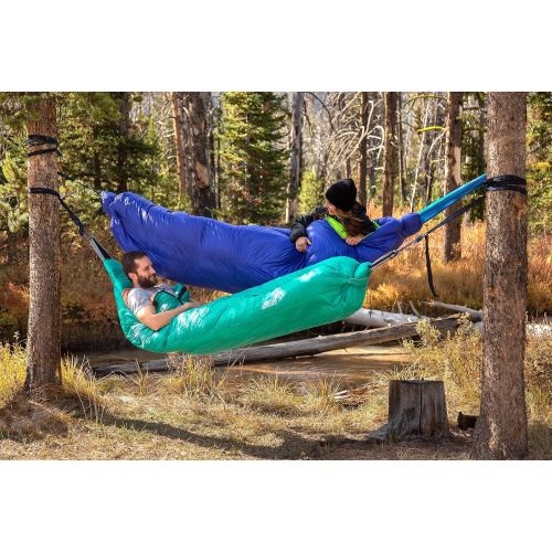  Hyke & Byke Crestone 15 & 0 Degree F 650 Fill Power Hammock Compatible Hydrophobic Down Sleeping Bag with ClusterLoft Base  Innovative Design for Hammock, Ground Camping or Backpa