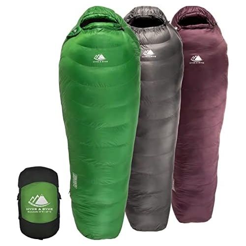  Hyke & Byke Katahdin Hiking & Backpacking Sleeping Bag 4 Season, 625FP Ultralight Sleeping Bag Water Resistant