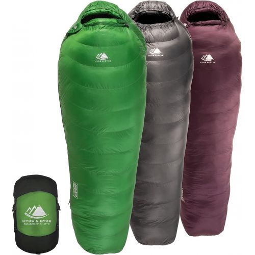  Hyke & Byke Katahdin Hiking & Backpacking Sleeping Bag 4 Season, 625FP Ultralight Sleeping Bag Water Resistant