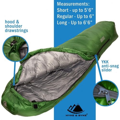  Hyke & Byke Katahdin Hiking & Backpacking Sleeping Bag 4 Season, 625FP Ultralight Sleeping Bag Water Resistant