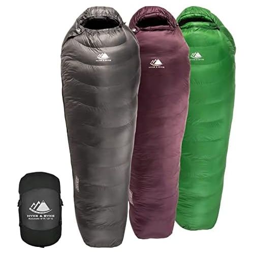  Hyke & Byke Katahdin Hiking & Backpacking Sleeping Bag 4 Season, 625FP Ultralight Sleeping Bag Water Resistant
