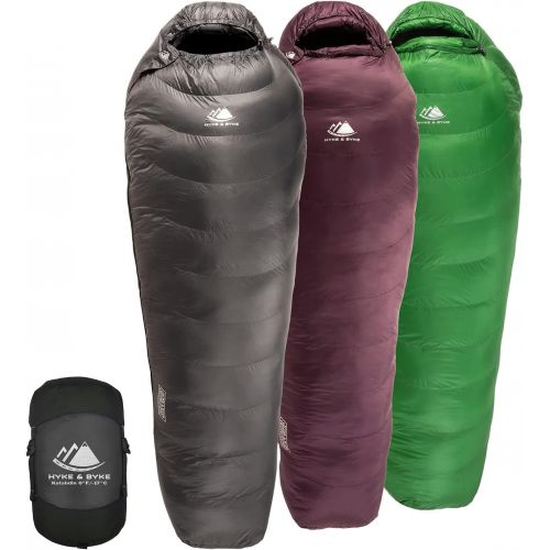  Hyke & Byke Katahdin Hiking & Backpacking Sleeping Bag 4 Season, 625FP Ultralight Sleeping Bag Water Resistant