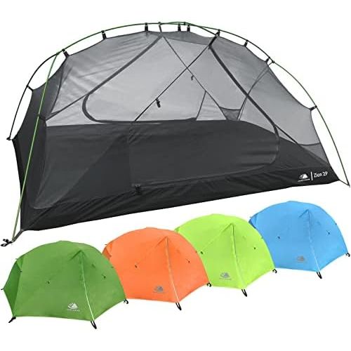  Hyke & Byke Zion 1 and 2 Person Backpacking Tents with Footprint - Lightweight Two Door Ultralight Dome Camping Tent