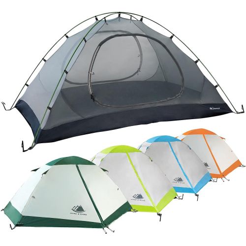  Hyke & Byke Yosemite 1 and 2 Person Backpacking Tents with Footprint - Lightweight Two Door Ultralight Dome Camping Tent