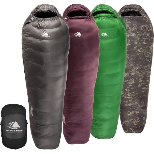  [아마존베스트]Hyke & Byke Katahdin 15 & 0F 625 Fill Power Hydrophobic Sleeping Bag with Advanced Synthetic - Ultra Lightweight 4 Season Men and Women Mummy Bag Designed for Backpacking