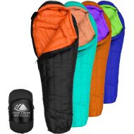 Hyke & Byke Eolus 0 F Hiking & Backpacking Sleeping Bag - 4 Season, 800FP Goose Down Sleeping Bag - Ultralight - Black/Clementine - 87 in - Long