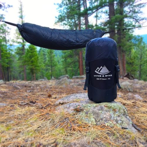  Hyke & Byke Crestone Hammock Compatible Down Sleeping Bag - 0 Degree F Bag for Hammock or Ground Camping and Backpacking  Innovative Design Combines Underquilt and Top Quilt