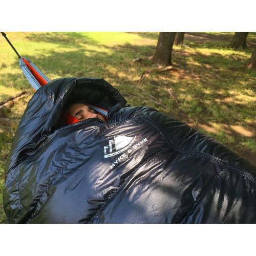  Hyke & Byke Crestone Hammock Compatible Down Sleeping Bag - 0 Degree F Bag for Hammock or Ground Camping and Backpacking  Innovative Design Combines Underquilt and Top Quilt