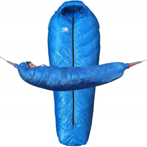  Hyke & Byke Crestone Hammock Compatible Down Sleeping Bag - 0 Degree F Bag for Hammock or Ground Camping and Backpacking  Innovative Design Combines Underquilt and Top Quilt