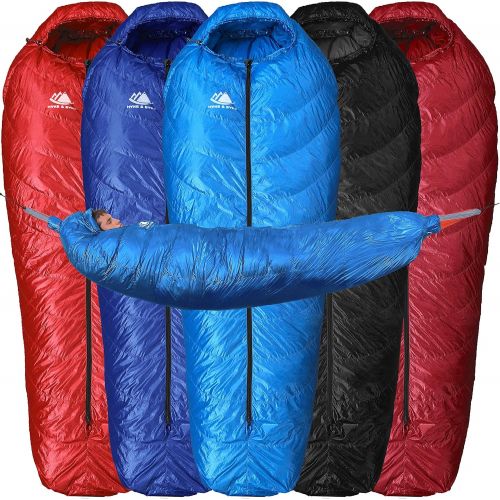  Hyke & Byke Crestone Hammock Compatible Down Sleeping Bag - 0 Degree F Bag for Hammock or Ground Camping and Backpacking  Innovative Design Combines Underquilt and Top Quilt